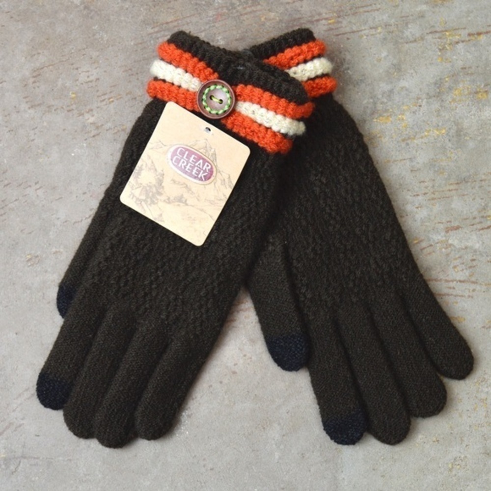 Clear‎ Creek Brown Knit Winter Gloves, Touchscreen Tips OSFM